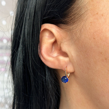 Blue Drop - kullatud kõrvarõngad sügavsiniste kristallidega - 18k - kullatud - ehted