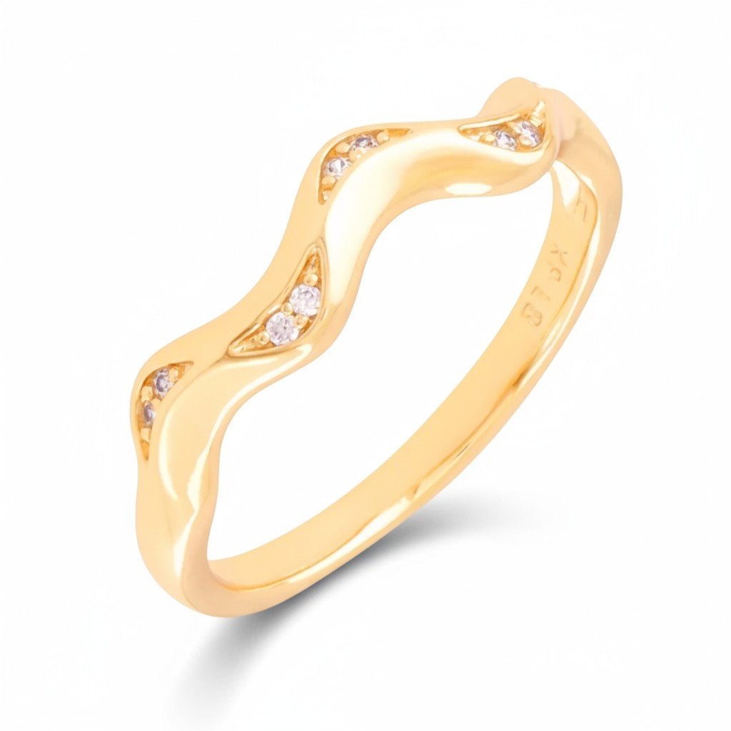 Golden Wave Mini – õrn kristallsõrmus – kullatud ehted | Sinu ehted